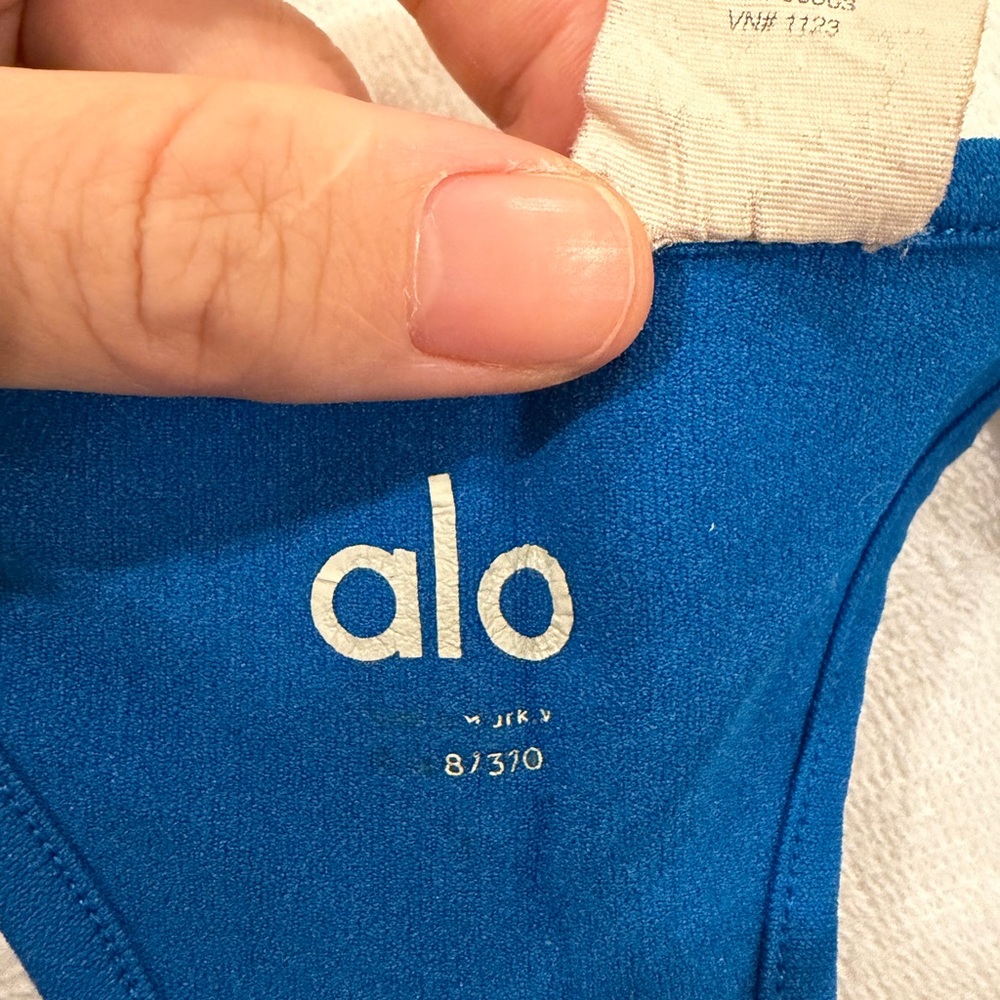 ALO Yoga Bright Blue Laser-Cut Racerback Tank - Picture 3 of 5
